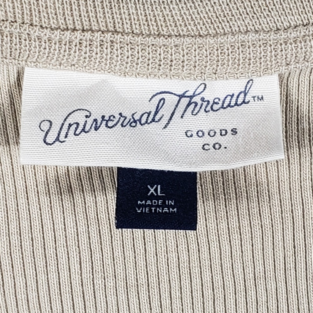 Universal Thread Women Top Scoop Neck Ribbed XL Tan Long Sleeve Basic Shirt 90s - Picture 3 of 9